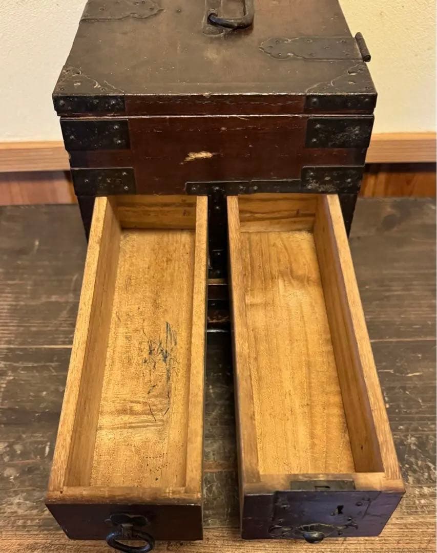 724 時代箱 収納箱　小物入れ　小引出し　墨道具入れ　古道具