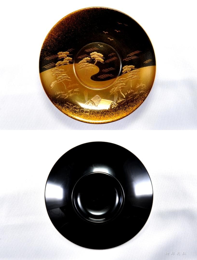 堂畑勝峯 輪島塗 塩釜蒔絵 茶托・銘々皿 五 共箱