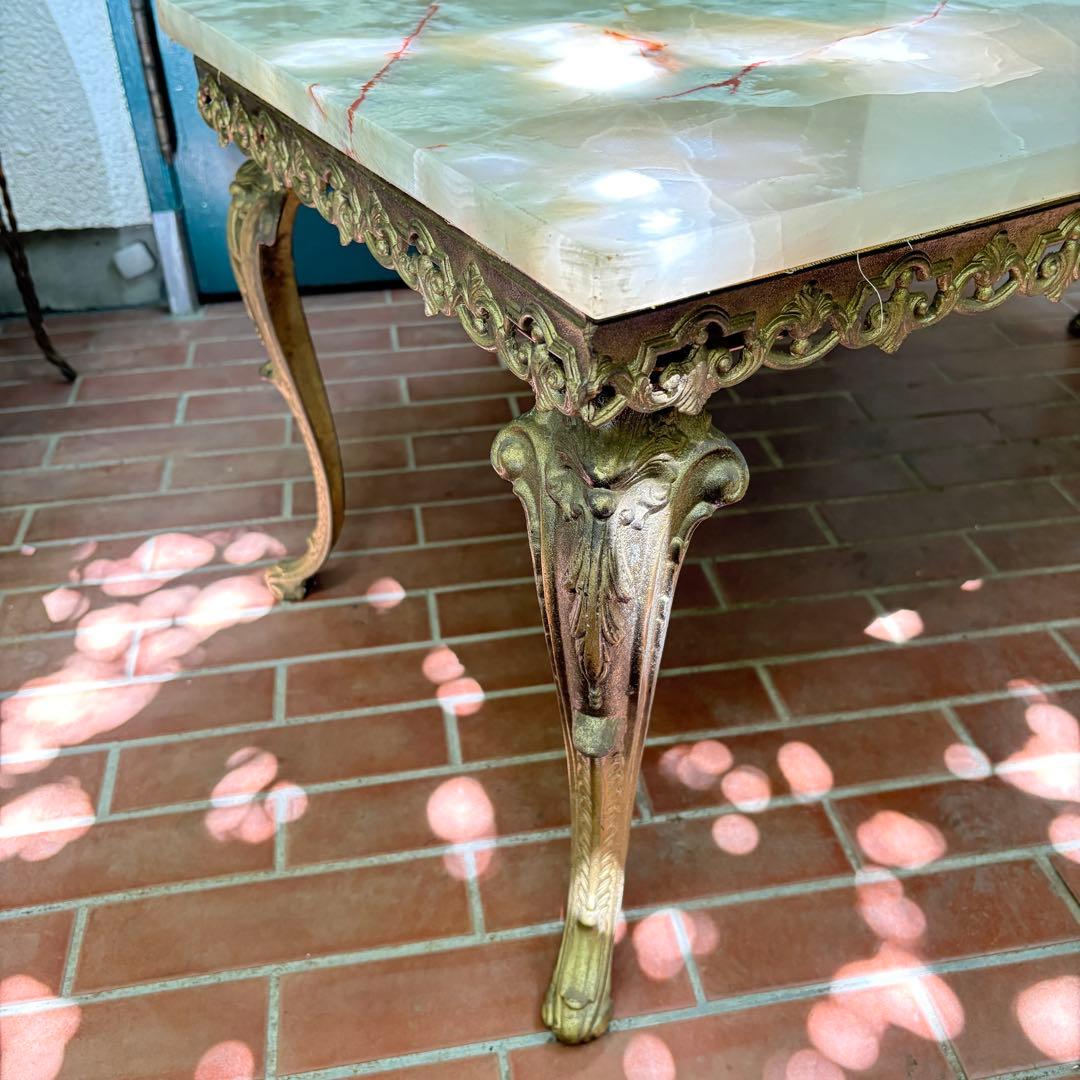 大理石テーブル アンティーク レトロ コーローテーブル　W100×D50×H46