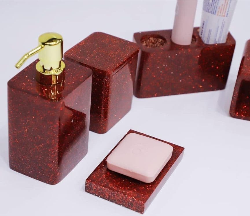 早い者勝ち♥Suanti レッド バスルームアクセサリーセット5点