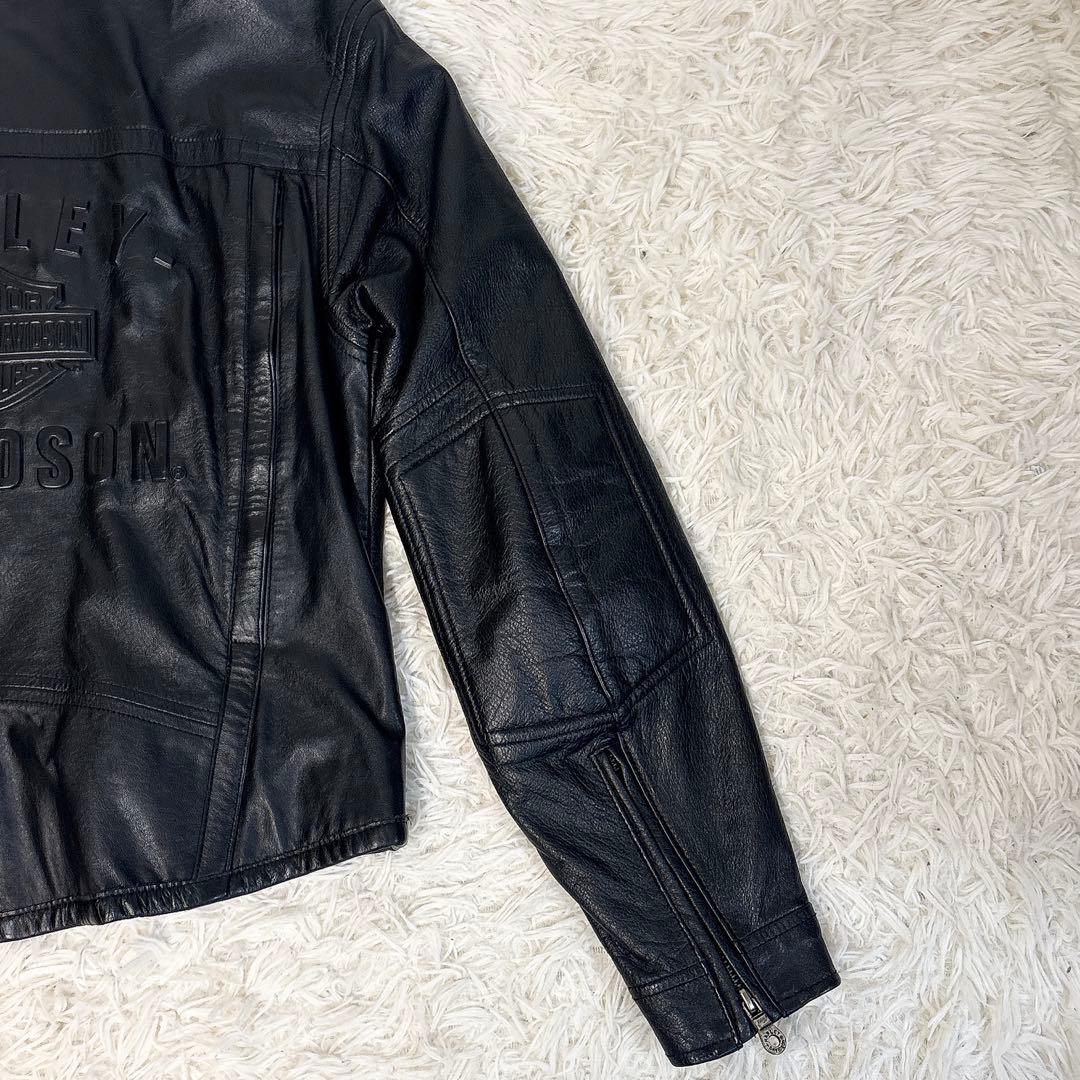 ✨美品✨ ハーレーダビッドソン シングルライダース レザージャケット 立体ロゴ