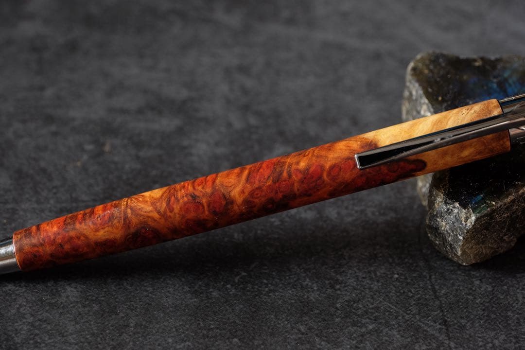 PG5木軸カスタム0174　高村杢工房 製図用シャープペンシル　花梨瘤　紅白