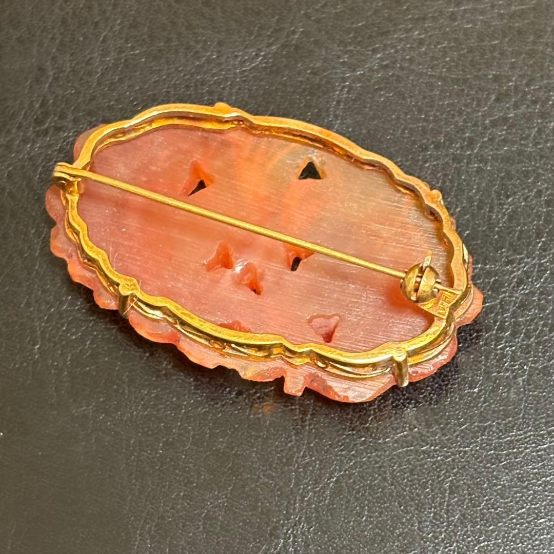 14K ブローチ　めのう