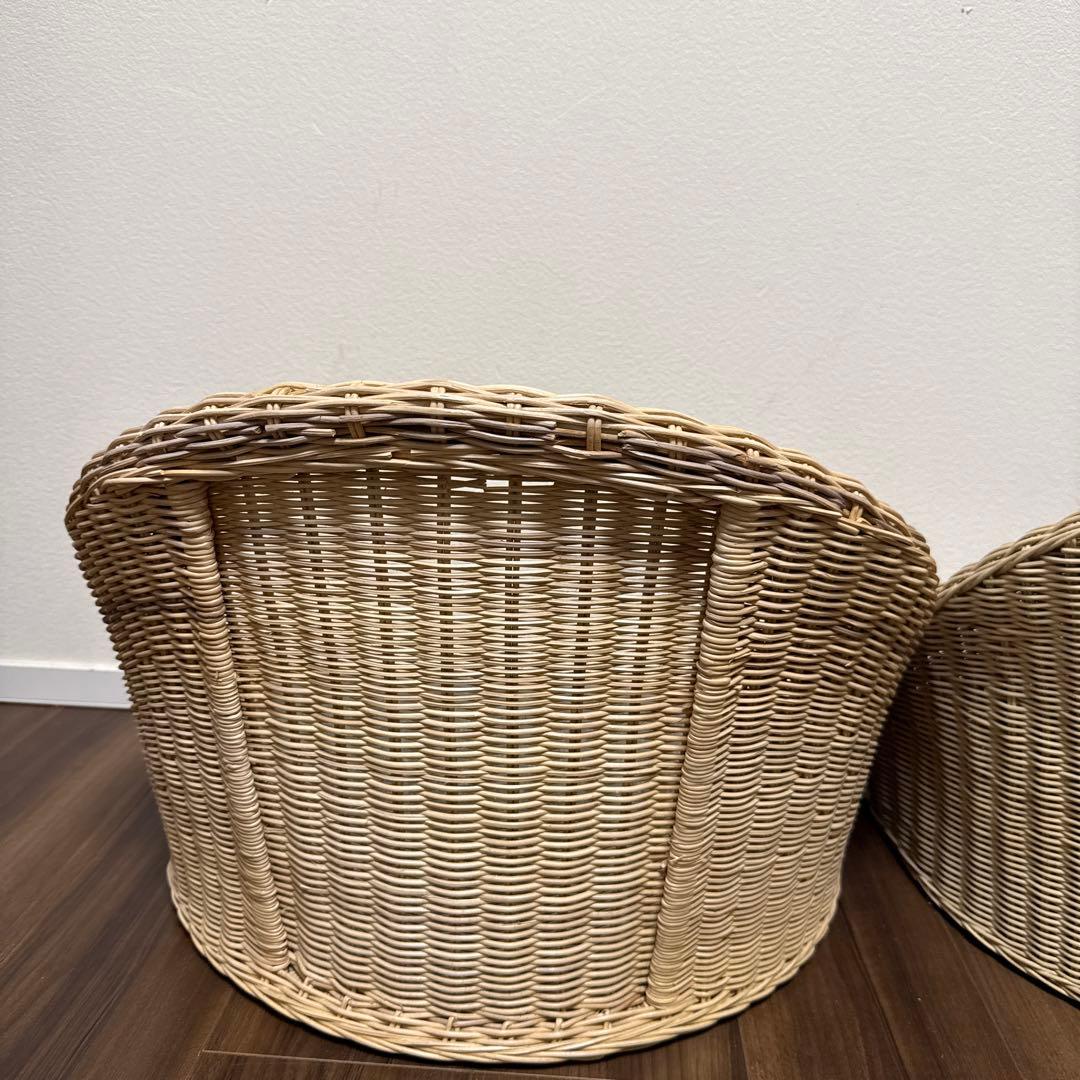 【良品】関家具 フロアチェア 座椅子 ラタン ２脚セット