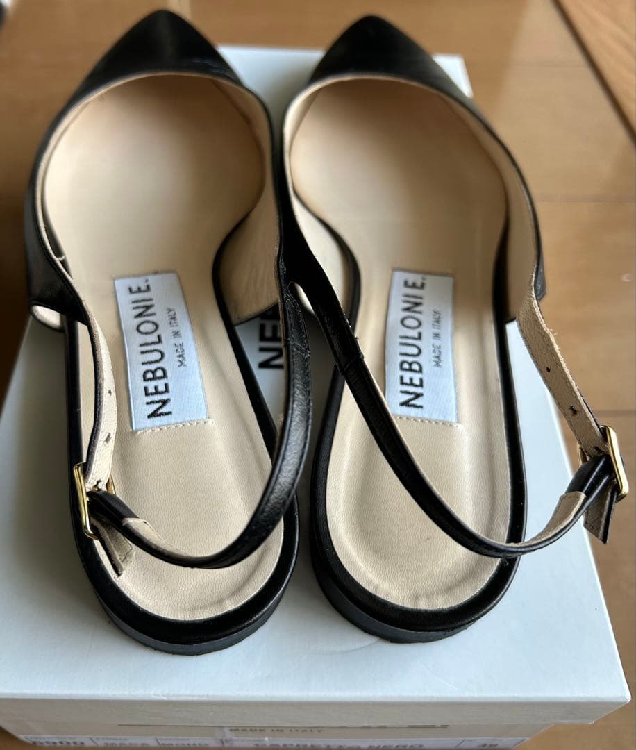 ネブローニ Nebuloni ミュール フラット 39 26cm ブラック