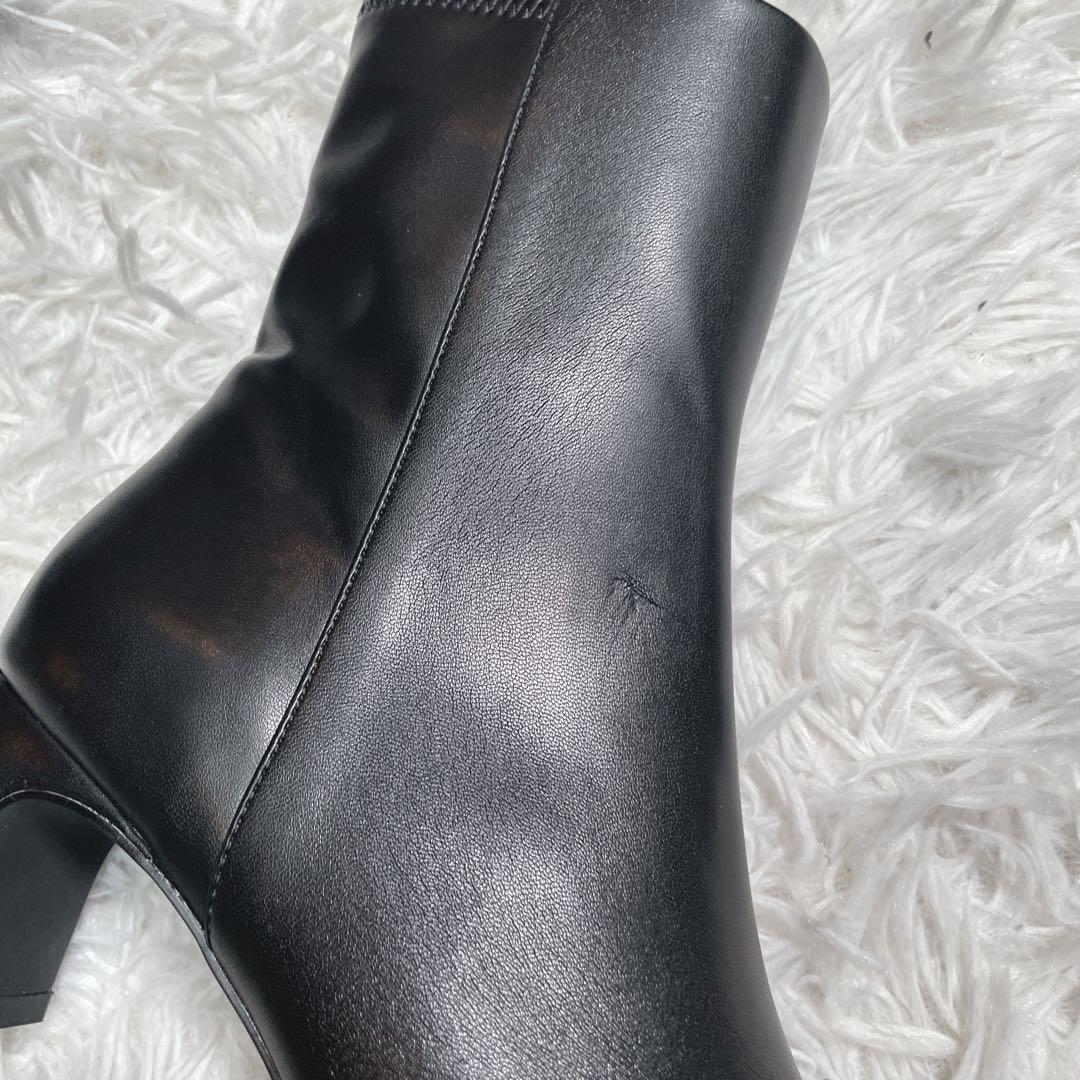 新品　未使用　セルフォード　ショートブーツ　レザー　ブラック　ビジュー　22.5