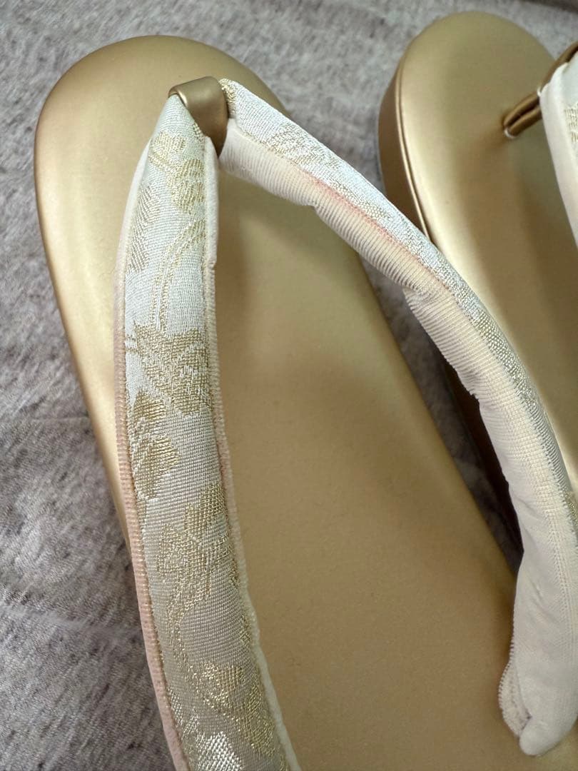 成人式⭐︎アイボリー 花柄 和装用バッグ 草履セット　used