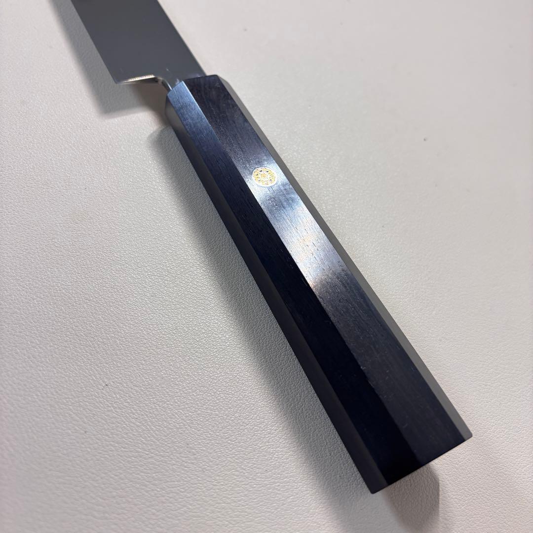 「ゆうちゃんママ 」270mm 切付柳刃包丁 鏡面　黒檀八角柄 刺身包丁
