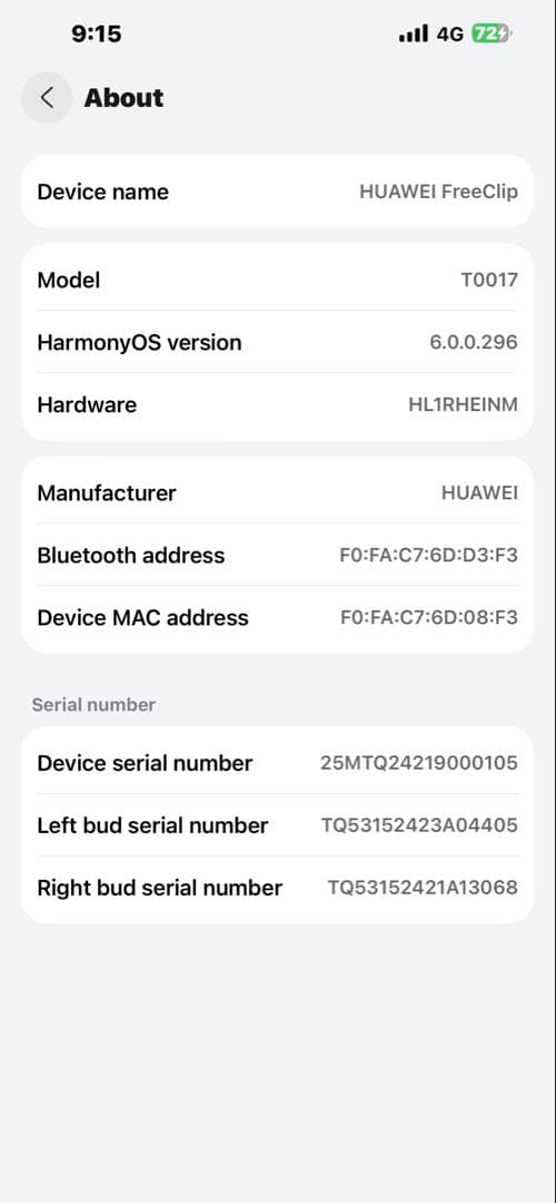 HUAWEI FreeClip グレーワイヤレス充電可能