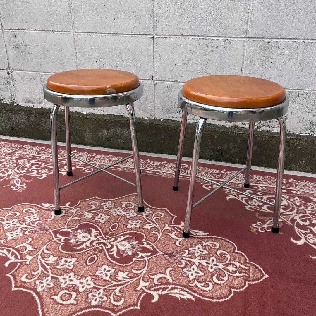 ビンテージ品 古家具◼︎2点セット チトセ 丸椅子 ラウンドスツール B