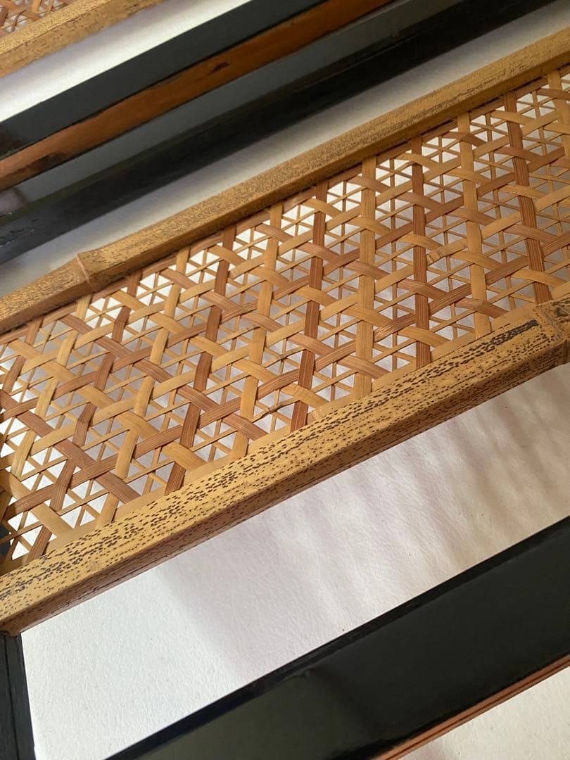 組子細工　欄間　2枚　木製　間仕切り　建具　竹細工　骨董　レトロ　古民具