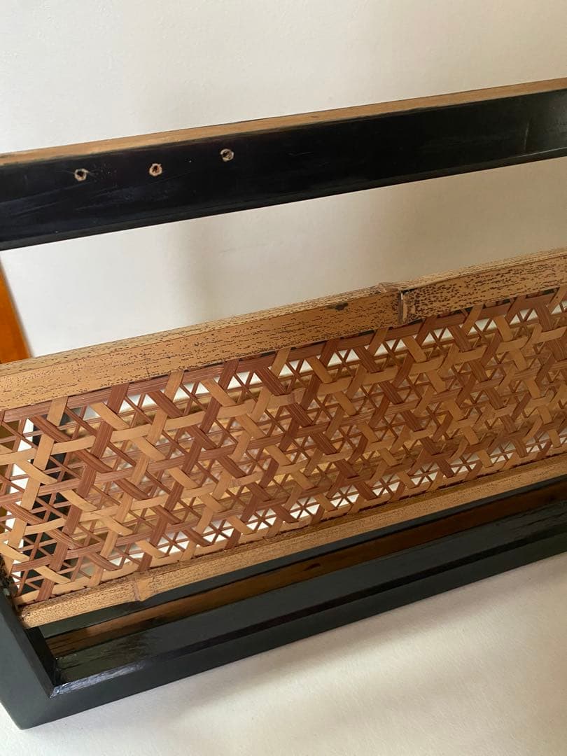 組子細工　欄間　2枚　木製　間仕切り　建具　竹細工　骨董　レトロ　古民具