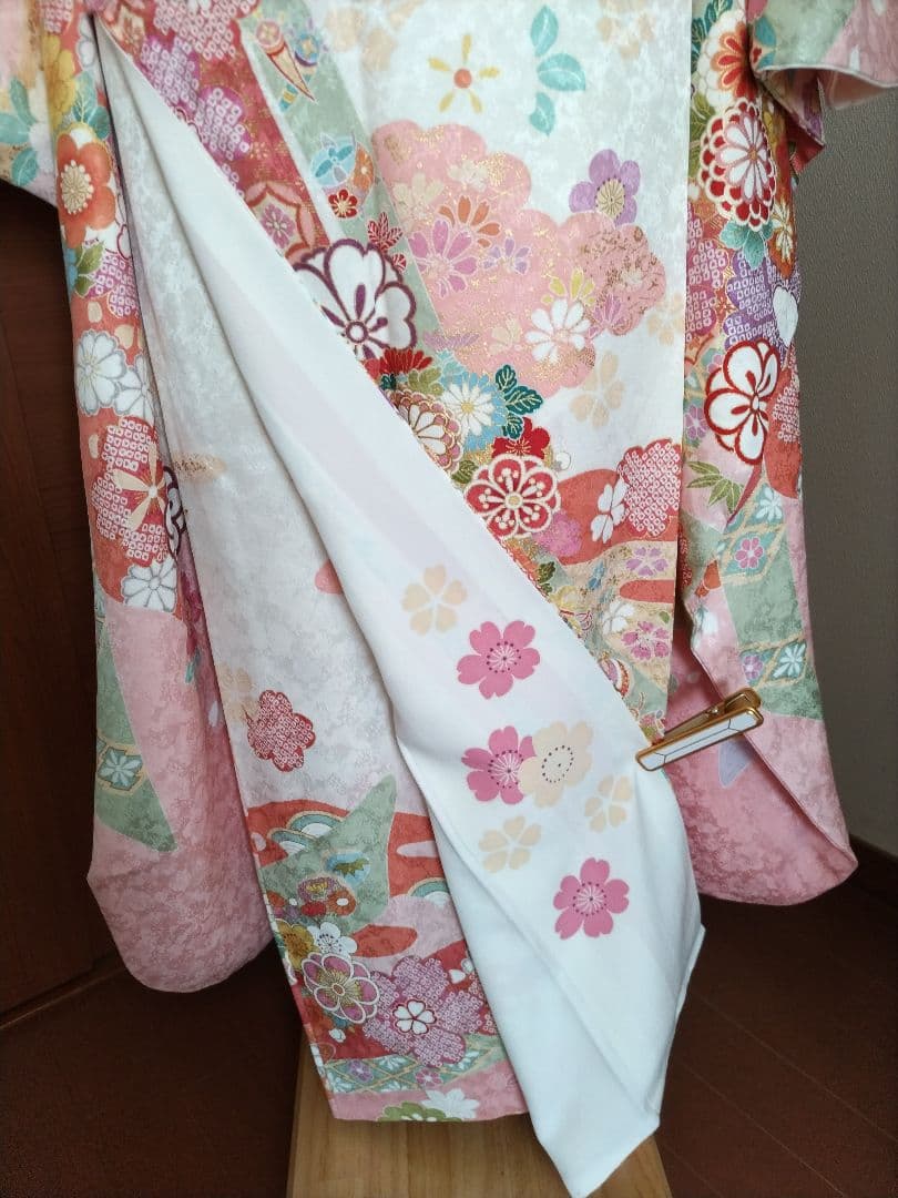 446.振袖7点セット　正絹　フルセット　成人式　京都きもの友禅 細身　美品