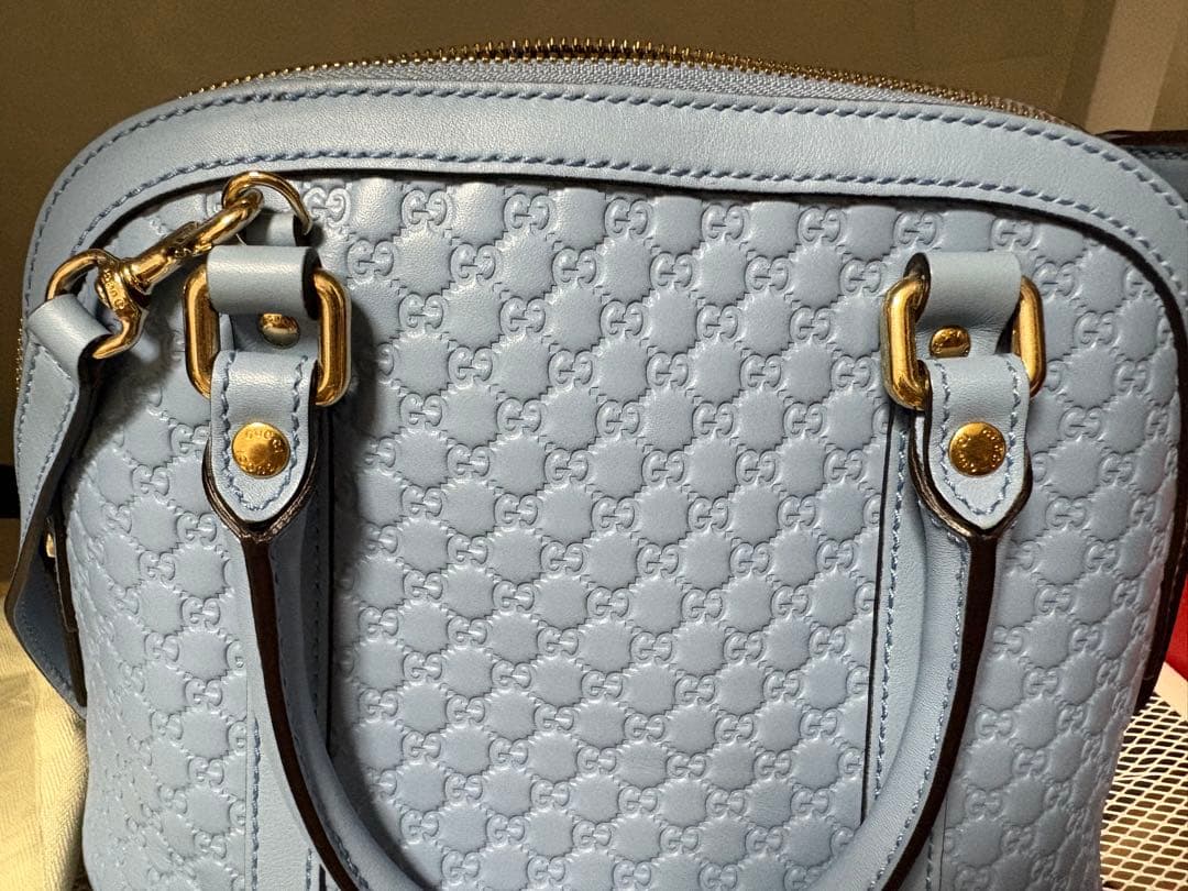 GUCCI グッチ マイクログッチシマ ハンドバッグ 2WAY ライトブルー