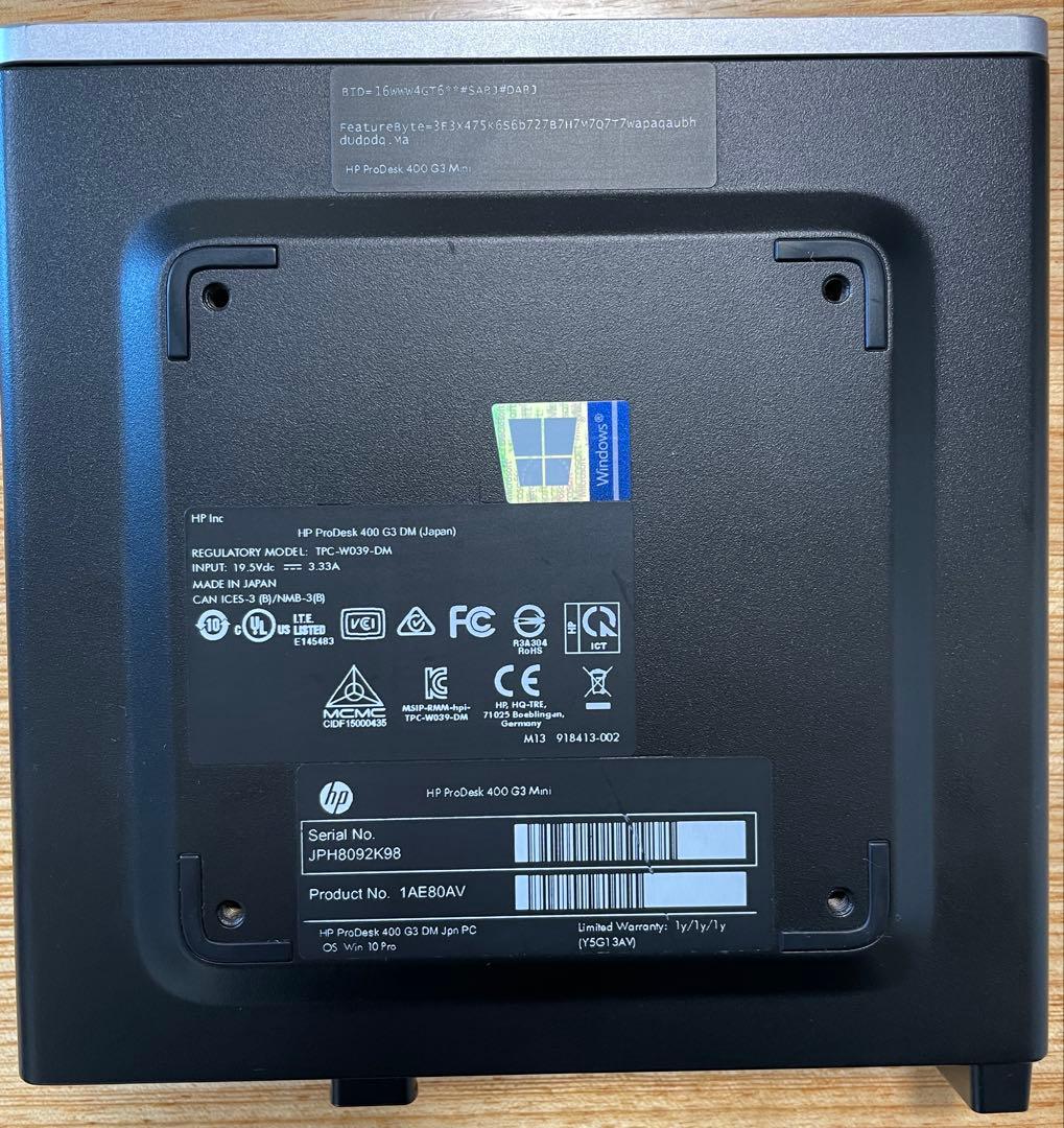ミニPC HP ProDesk 400g3 mini