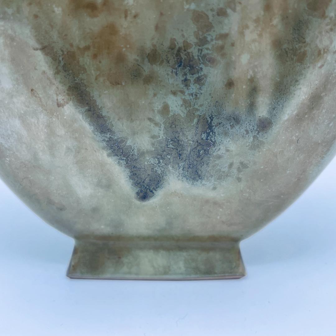 【大正】小森忍 緑釉雙耳瓶 匋雅堂製款 大連市 中国美術 中国古玩