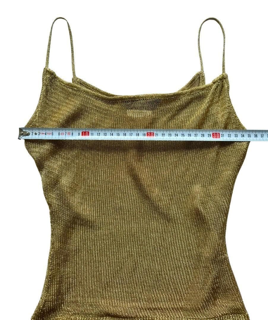 John Galliano Y2K ゴールド キャミ トップ 裏地付き サイズS