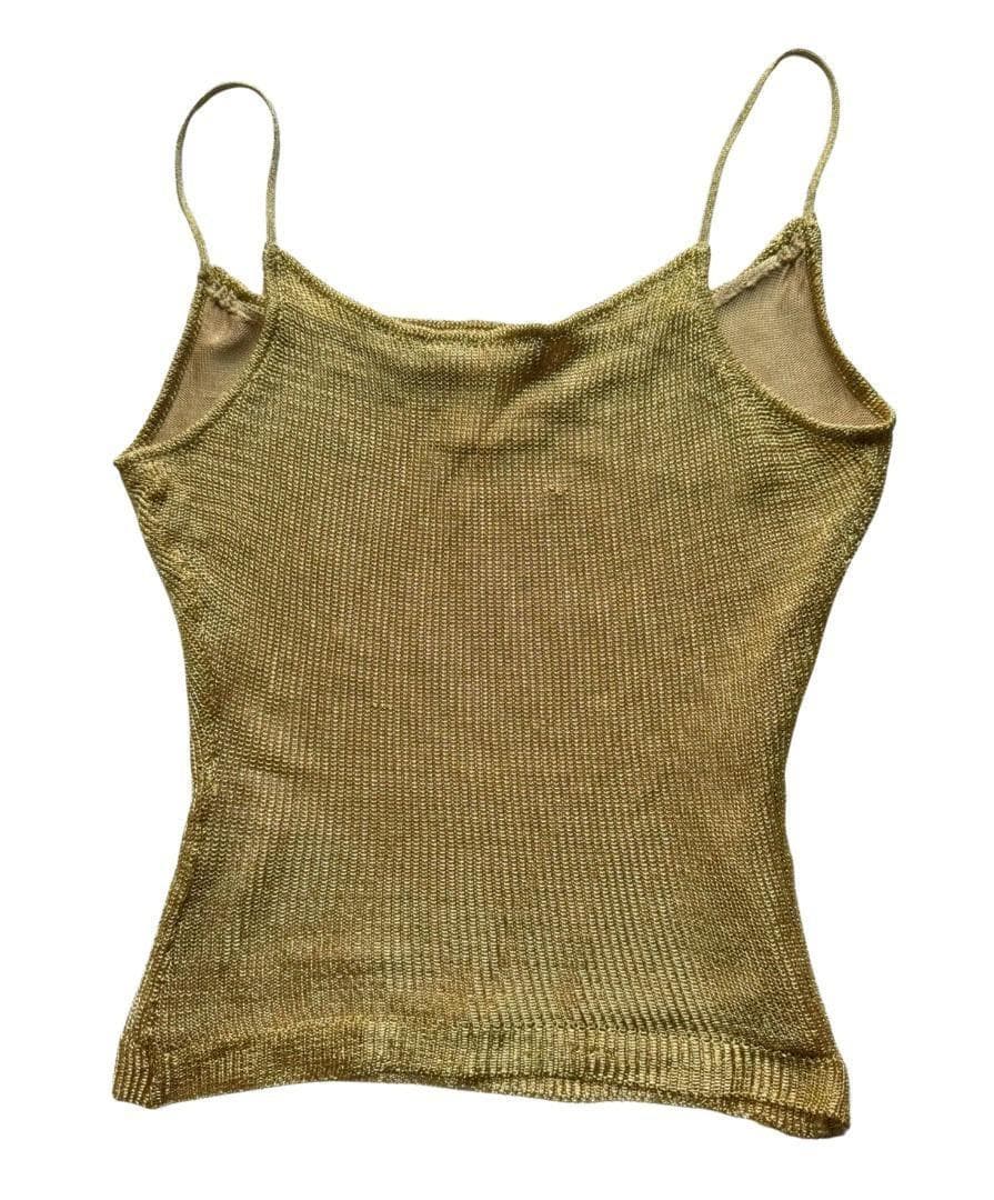John Galliano Y2K ゴールド キャミ トップ 裏地付き サイズS