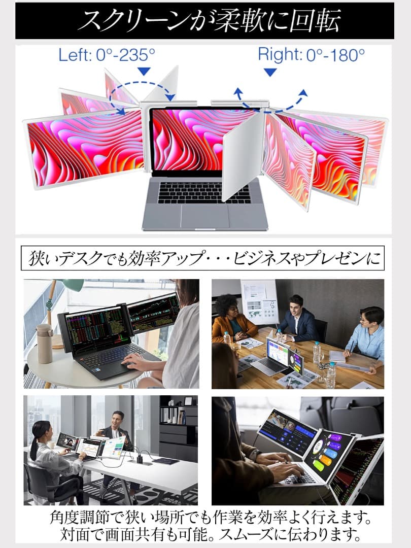 トリプルモニター デュアルモニター モバイルモニター Mac対応 外付けモニター