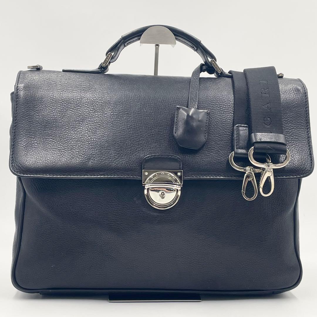 【美品】BVLGARI ブルガリ ビジネスバッグ 2way A4可 ブリーフ 黒