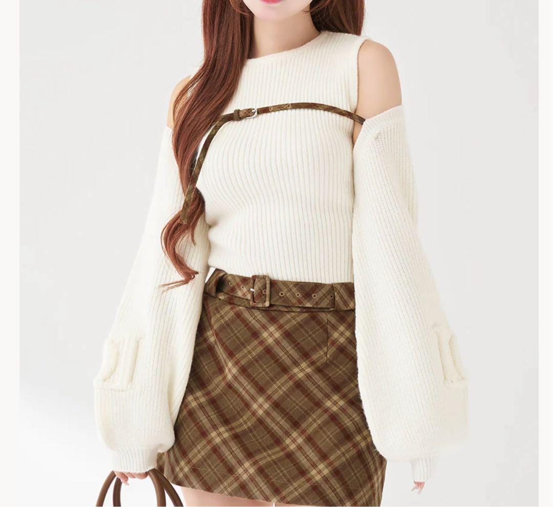 ドッキングミドルウエストニットミニワンピース darich FL