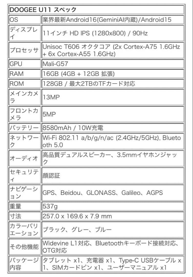 ★Milk tea★DOOGEE Uインチタブレット 128GB 16GB