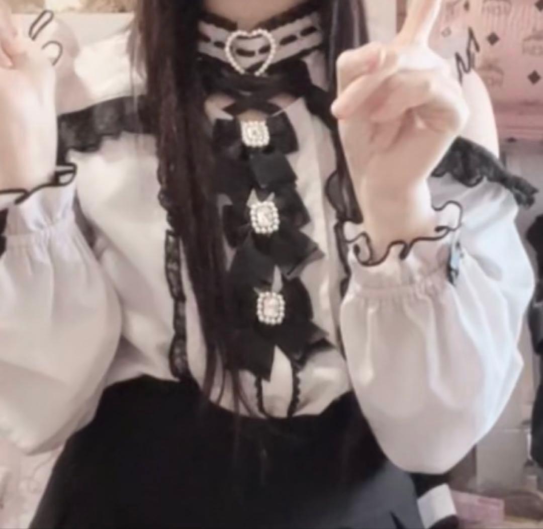 LIZLISA 3つリボンハートチョーカーブラウス ピンク