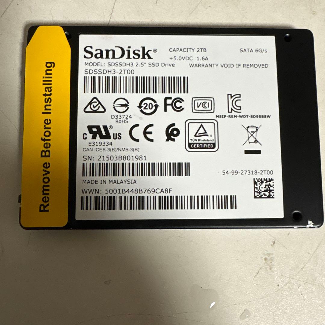 SanDisk サンディスク 内蔵 SSD Ultra 3D 2TB 動作品