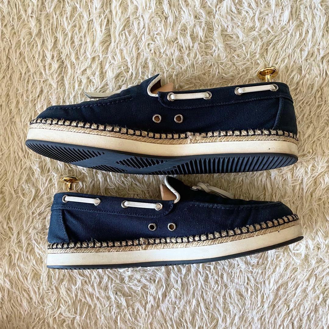 HERMES エルメス デッキシューズ タッセル エスパドリーユ ネイビー 41