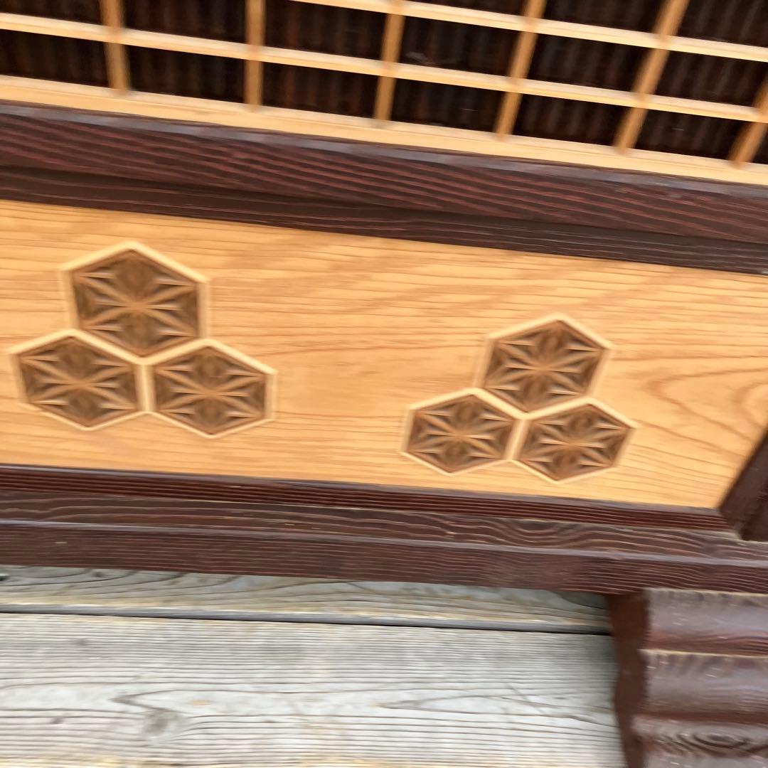 昭和レトロ 万木 天然木 寄木細工 麻の葉柄 格子型 衝立 仕切りパーテーション