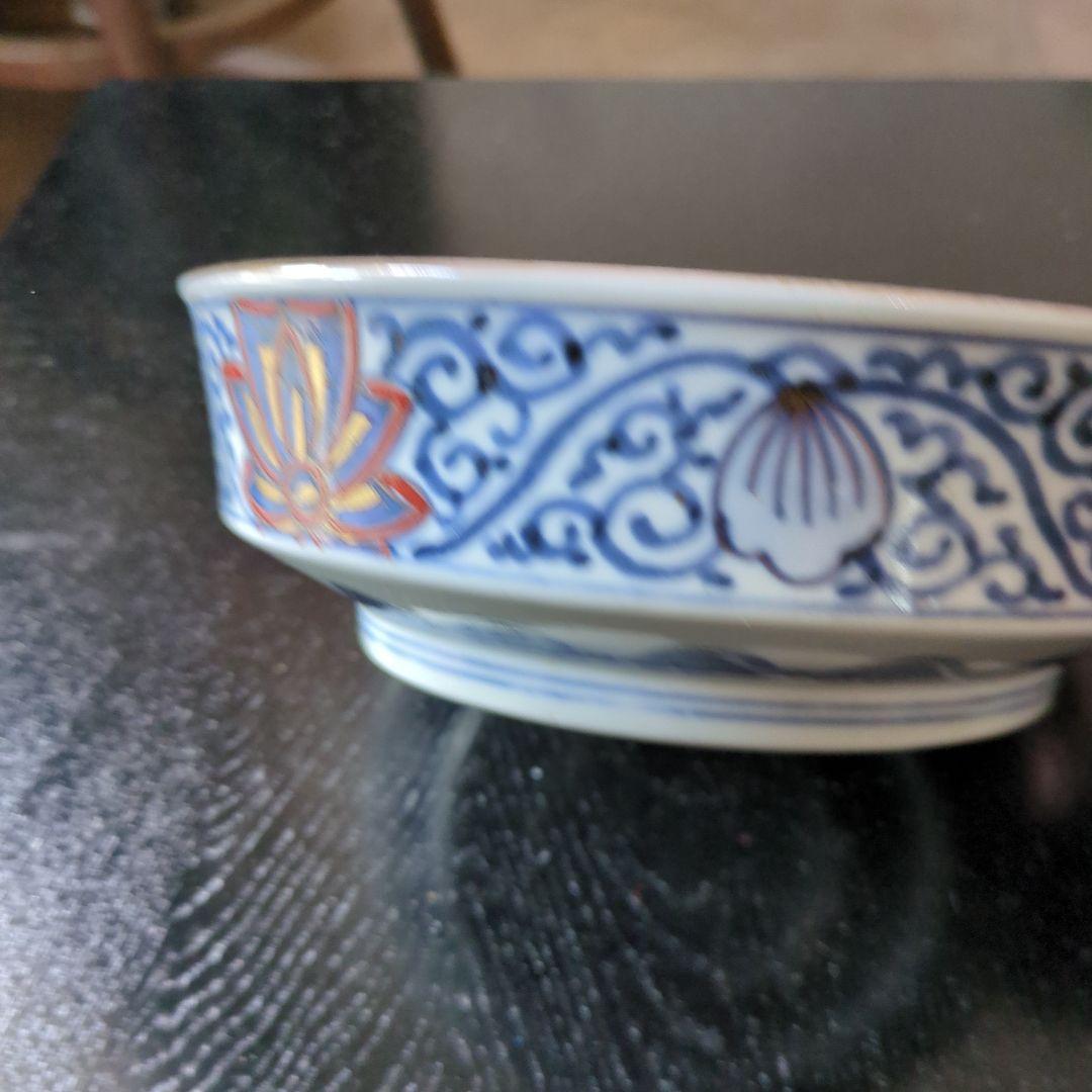 骨董　古伊万里　鉢　③　染錦　器　陶器　盛鉢　二重高台　伊万里