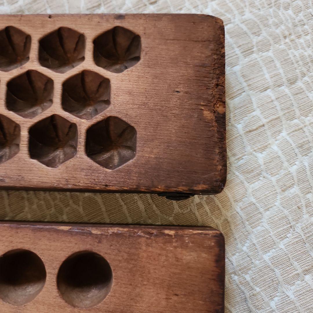 ユ*リ様 菓子木型2点セット-8　古い 木型 菓子型 和菓子 木製 古道具 古物