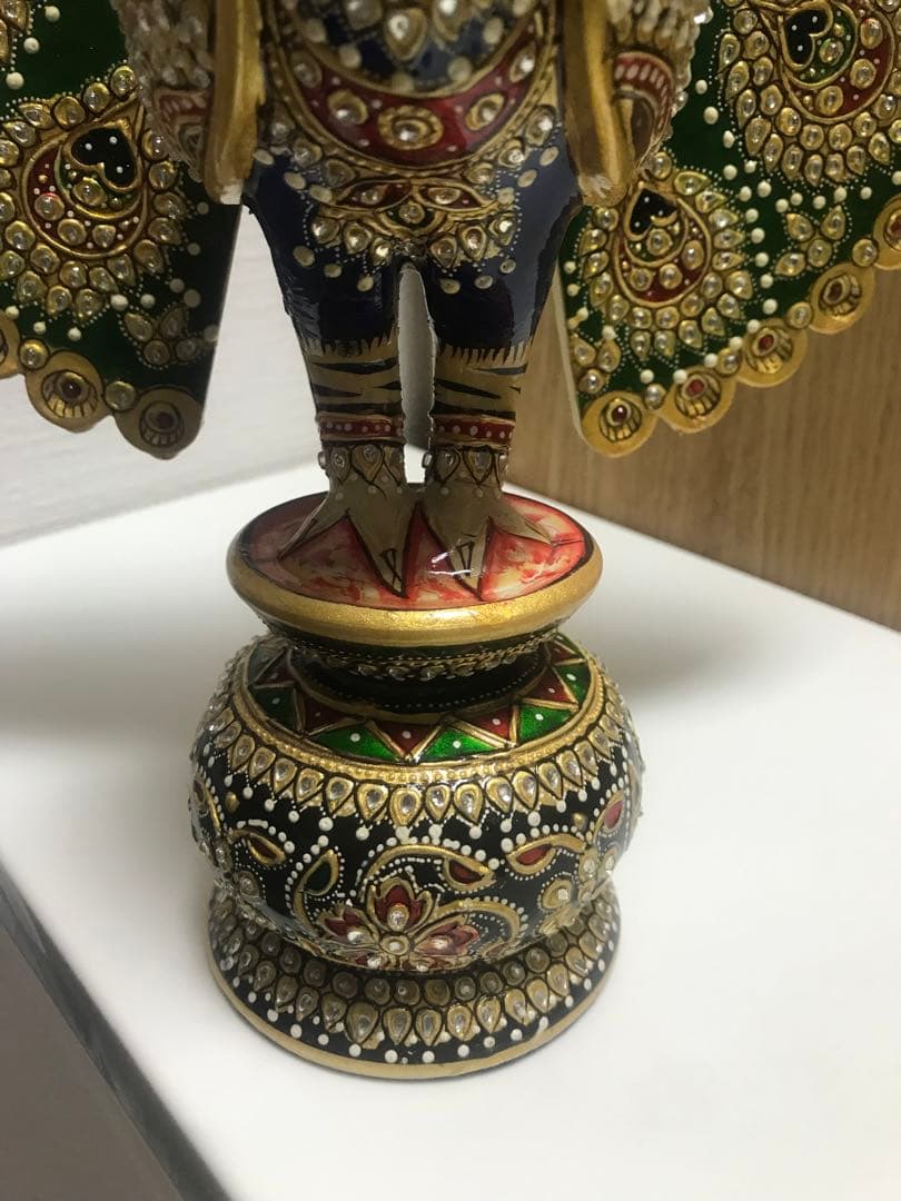 木製孔雀　インド製　置物　インテリア　装飾品