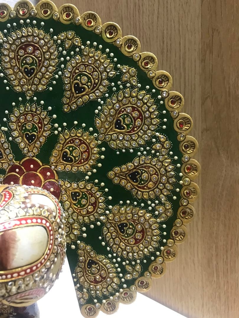 木製孔雀　インド製　置物　インテリア　装飾品