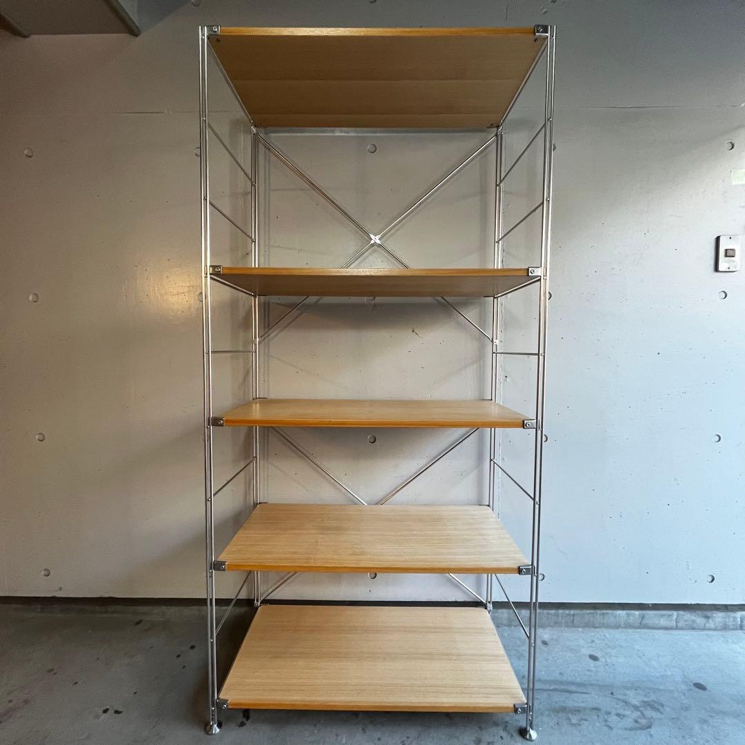 美品★無印 ステンレスユニットシェルフ　タモ材棚セット・ワイド・大