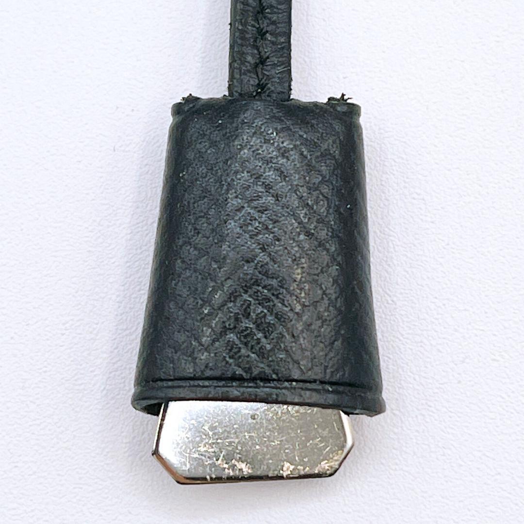 HERMES エルメス ミニクロシェット チャーム シルバー レザー ブラック