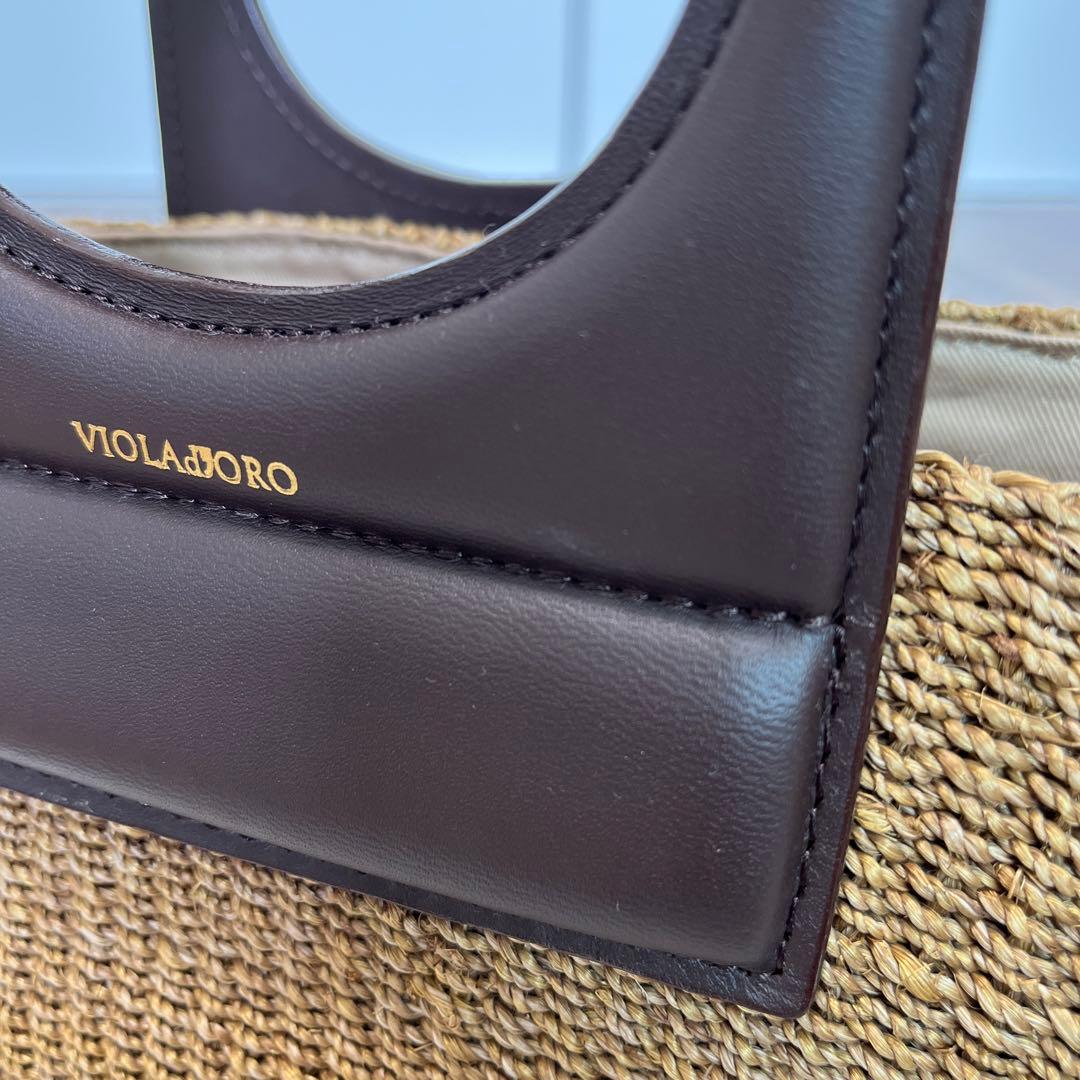 使用一回⭐︎ヴィオラドーロ　かごバッグ　ブラウン　ストラップ付き