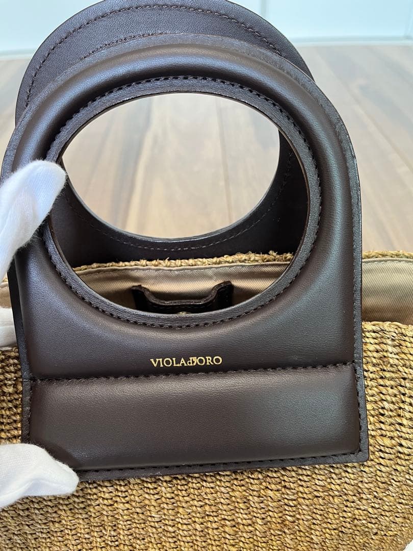 使用一回⭐︎ヴィオラドーロ　かごバッグ　ブラウン　ストラップ付き