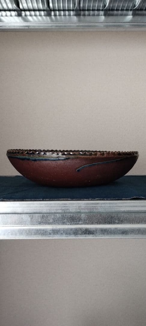 十場天伸　スリップウェア　皿　器　つくも窯　十場天神