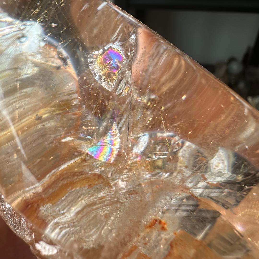 天然石ルチルクォーツ共生ファイアクォーツの原石　置物NO.031204