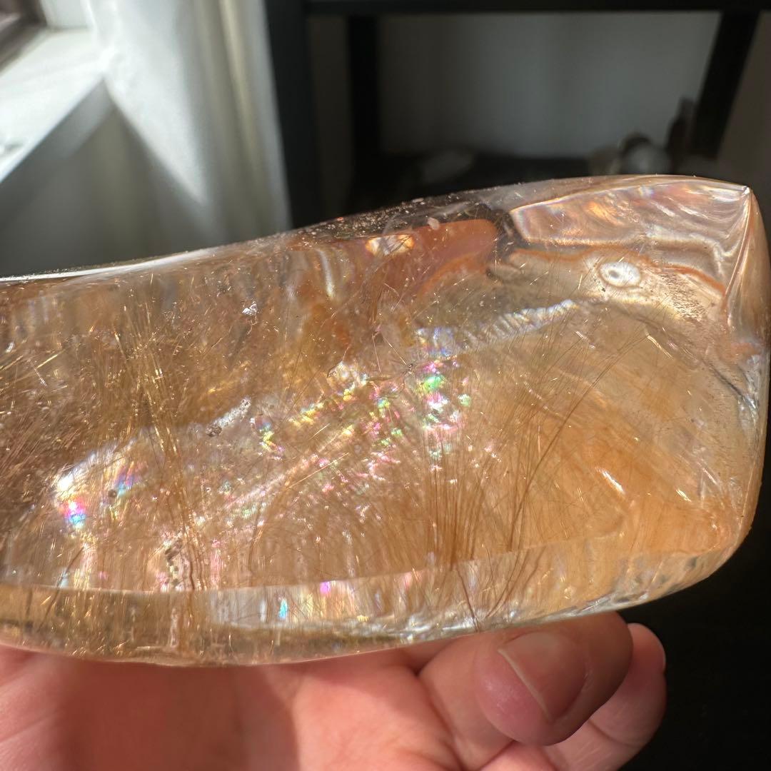 天然石ルチルクォーツ共生ファイアクォーツの原石　置物NO.031204