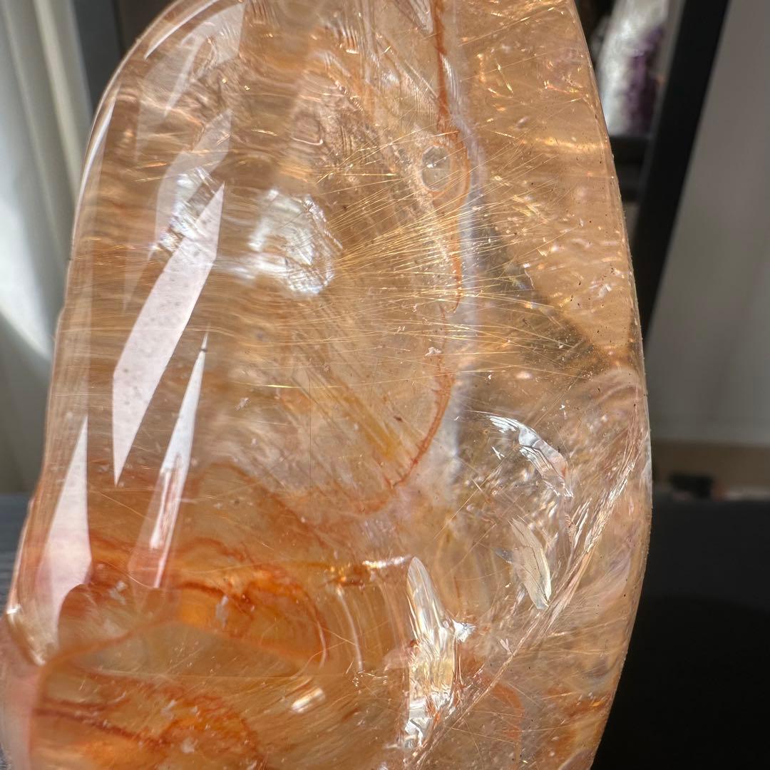 天然石ルチルクォーツ共生ファイアクォーツの原石　置物NO.031204