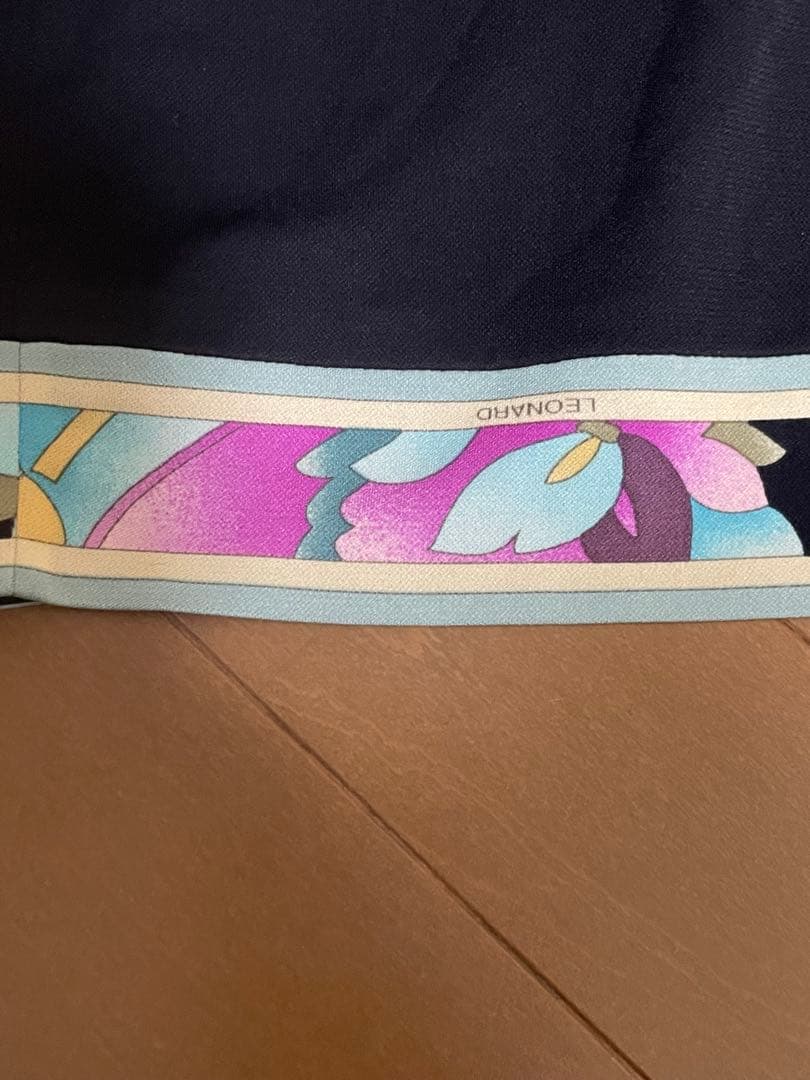 LEONARDレオナール　ワンピース　濃紺　カンカン