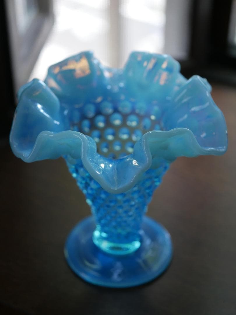 フェントン 大きいサイズ ブルーオパールセントホブネイル フラワーベース