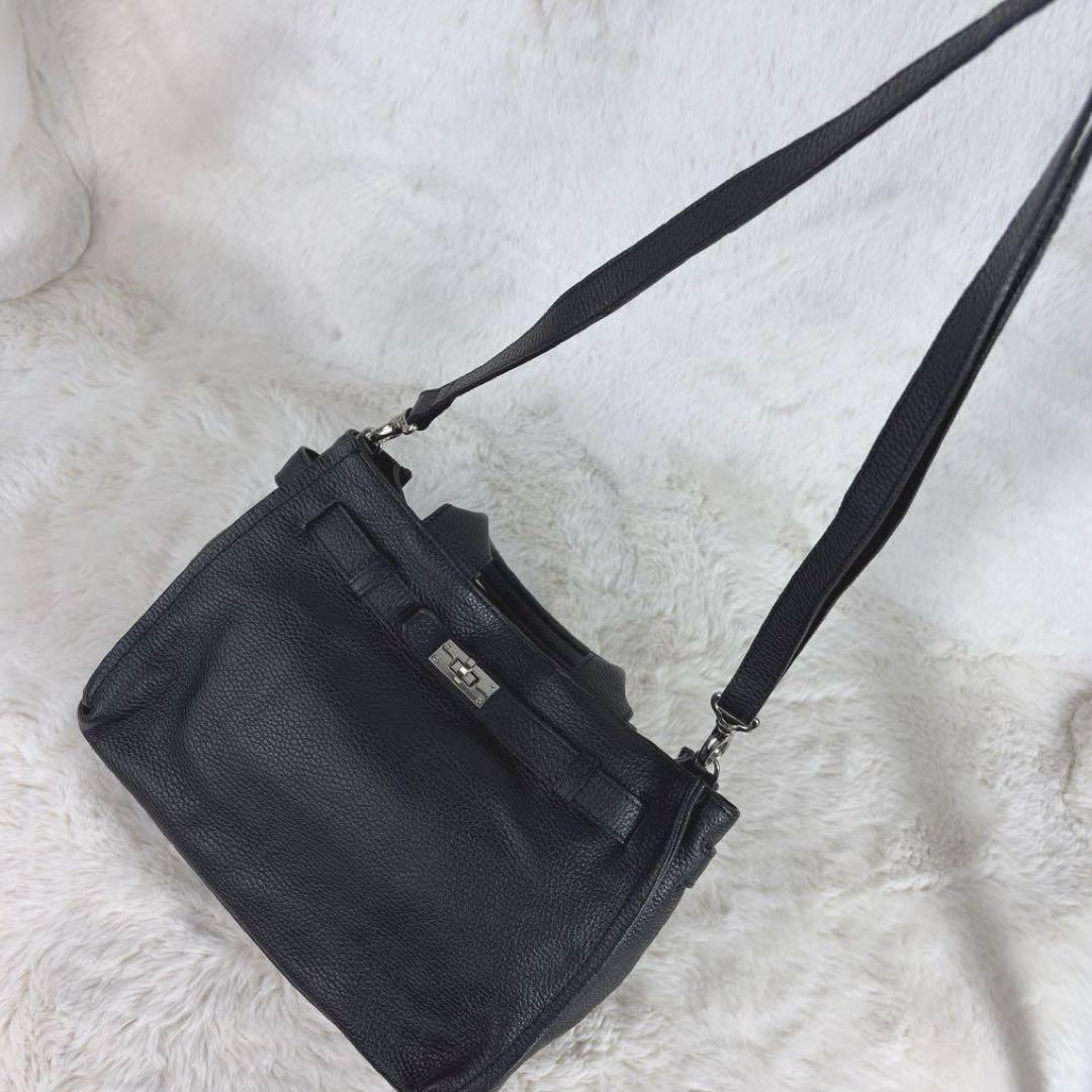 【りょう様用】銀座かねまつ 本革レザー 2WAY ショルダーバッグ ブラック