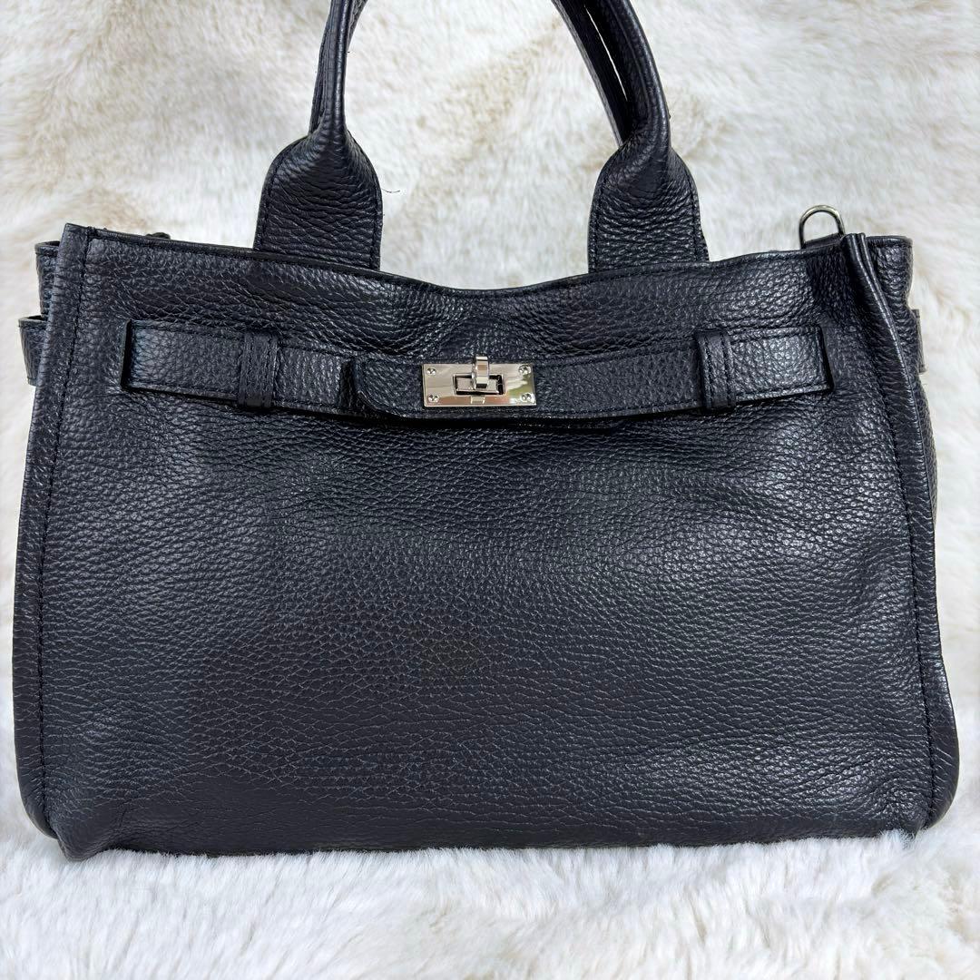 【りょう様用】銀座かねまつ 本革レザー 2WAY ショルダーバッグ ブラック