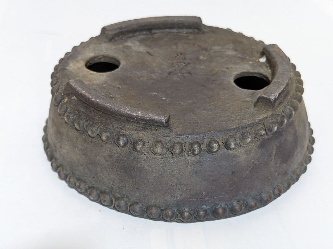 ♦小品盆栽鉢 富舟作 鋲打ち三足丸鉢ミニ盆栽鉢 コレクション 骨董品