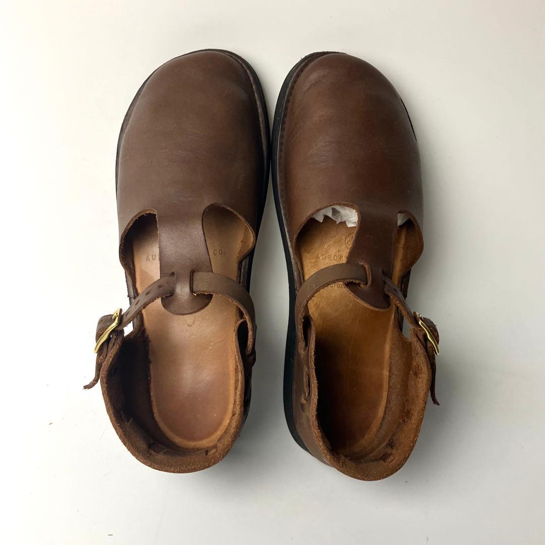 【美品】オーロラシューズ　ウエストインディアン　Tストラップ DBR 22.5㌢