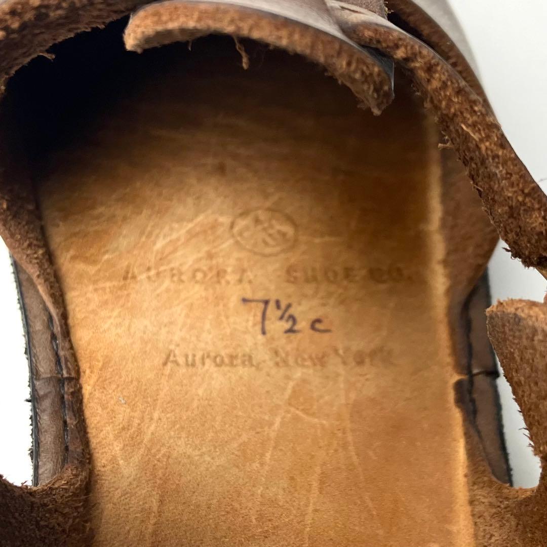 【美品】オーロラシューズ　ウエストインディアン　Tストラップ DBR 22.5㌢