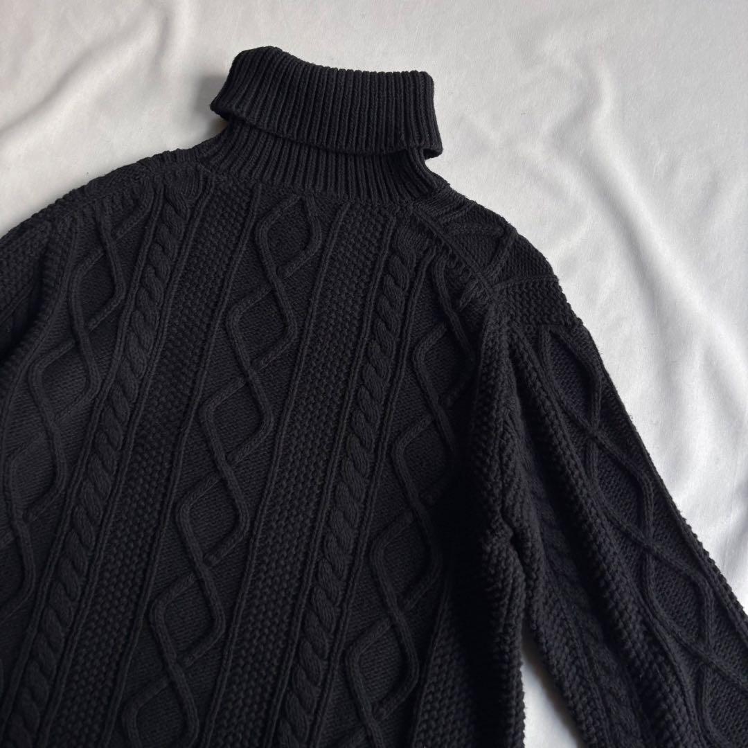トップス 00s OLD GAP aran pattern cotton knit BLK